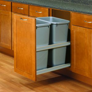 KV Soft Close Door Mount Waste Bins double bin 35qt platinum
