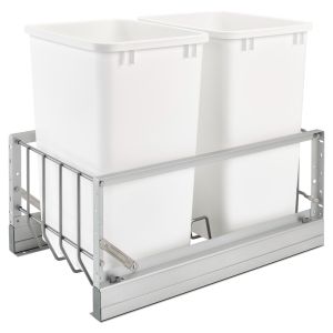 Rev-A-Shelf 5349 Series Pull Out Waste Bins double bin 35qt white 21" slides