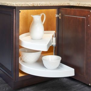 Rev-A-Shelf Polymer Half Moon Pivot Out 33"L white