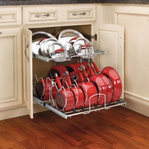 Rev-A-Shelf Two Tier Chrome Cookware Organizer